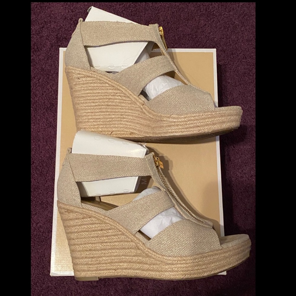 Beige Michael Kors wedge sandals